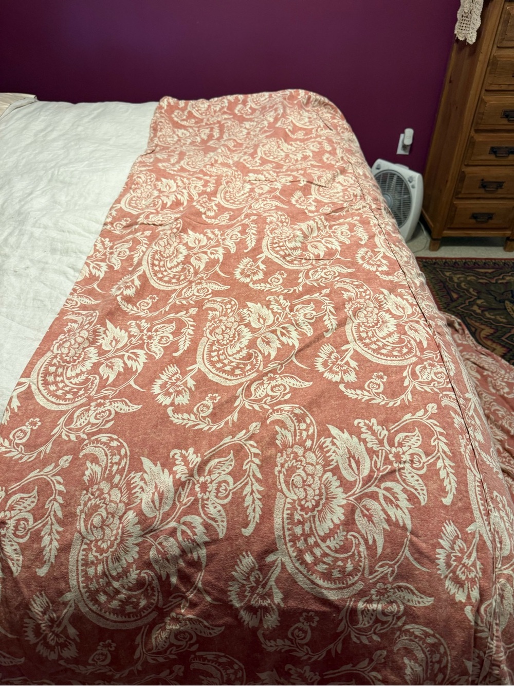 Pottery Barn terracotta and White Paisley Cotton Comforter